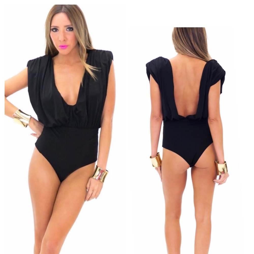 NWOT - Deep Plunge Blue Bodysuit - Picture 3 of 8